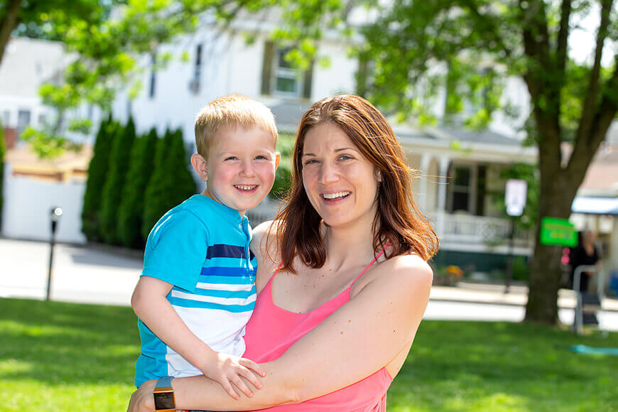 Woman holding child