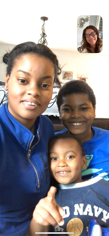 woman with two children