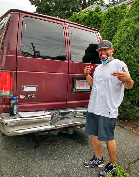 Roberto with his delivery van