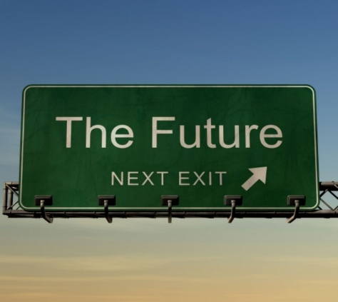 road sign that says the future