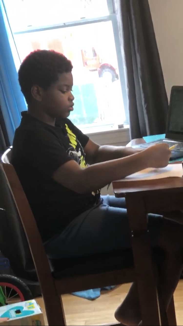 child studying